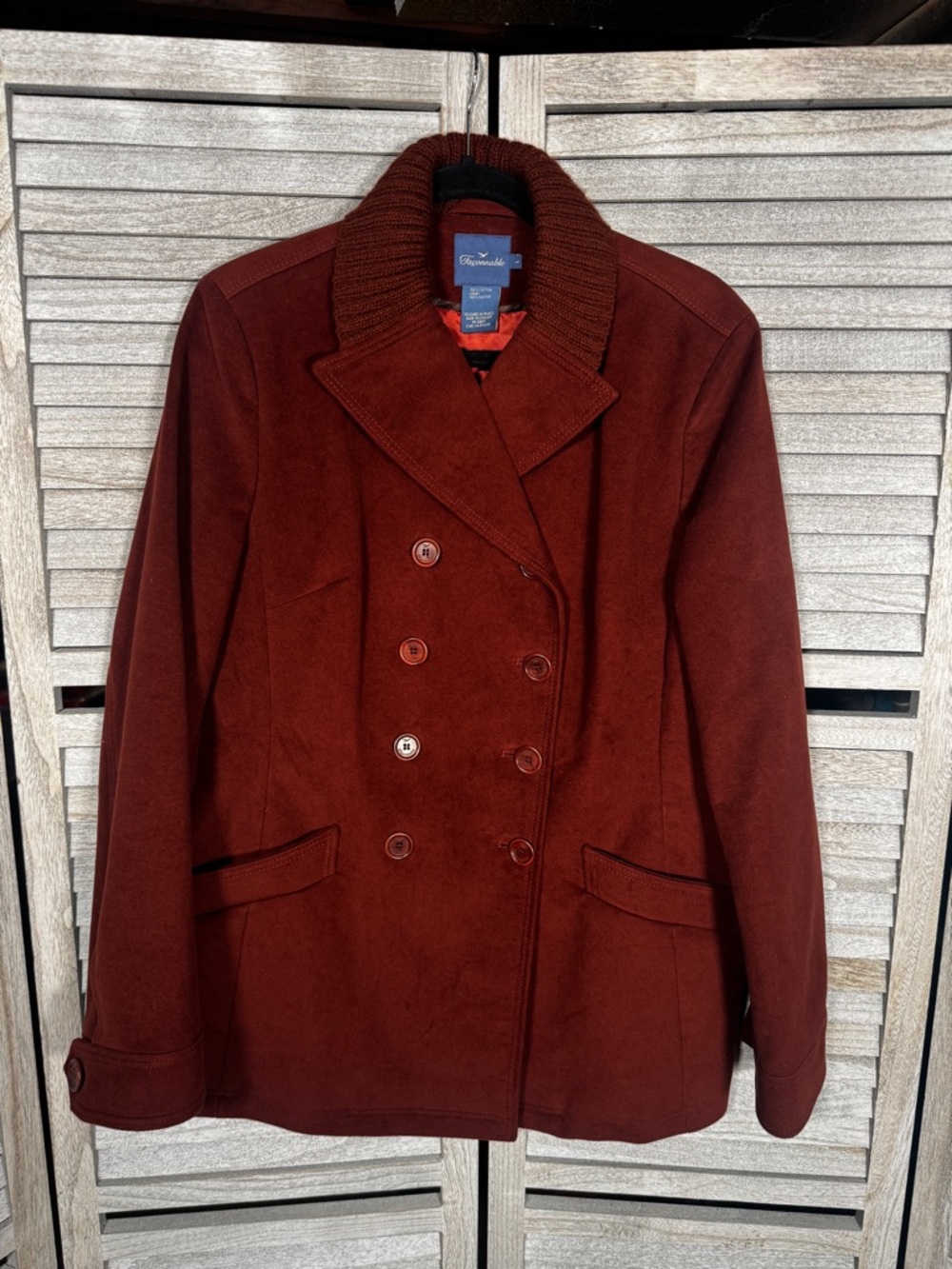 NWT Façonnable Double Breasted Jacket Women’s L Rust Cotton Military Coat
